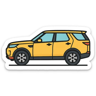 Land Rover Discovery 5 side profile facing left, clean and minimal icon style, no background sticker