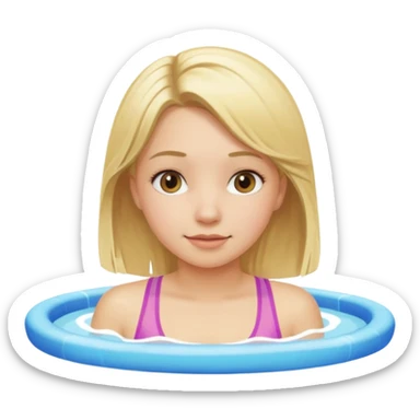 Girl playing sitting in pool with blond hair  sticker