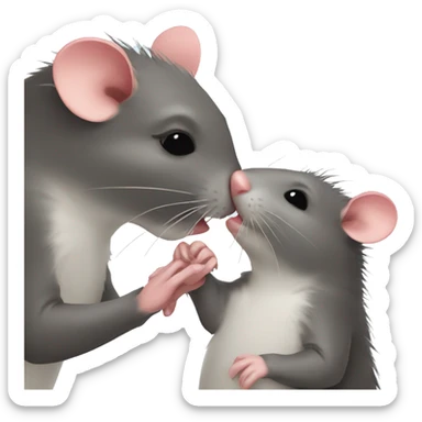 Rat kissing rat sticker