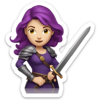 a redhead women in purple with sword sticker