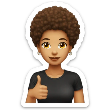 Light skin girl afro orange with thumb up dark tshirt sticker