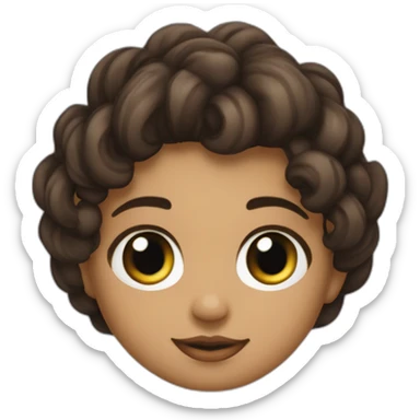uma bebe de olhos intensos nariz de batatinha orelha mediana boca larga cabelos de coloração preta e tipo meio ondulado e apele da cor do pecado clara sticker
