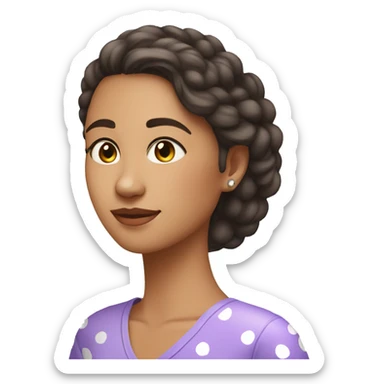 A young woman with lavender kurti white spots showing left side sticker