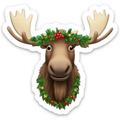 moose with garlands sticker