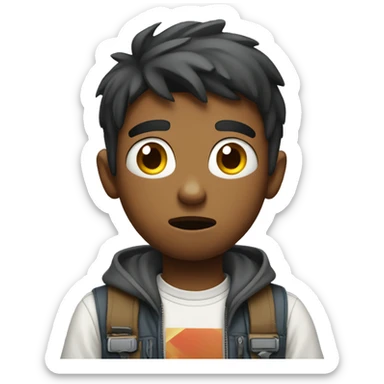 confused boy playing video game sticker