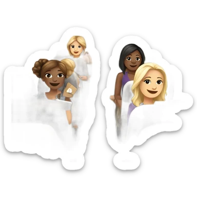 Group of Caucasian women on a airplane  sticker
