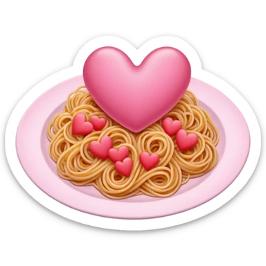 Spaghetti shaped like hearts with no plate, make the spaghetti pink sticker