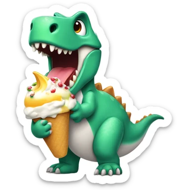 Dinosaurio comiendo helado sticker