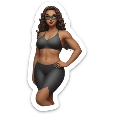 Slim-thicc Caucasian woman bikini superhero pose (beach body) sticker