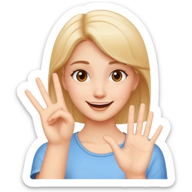 happy girl with stop hand gesture sticker