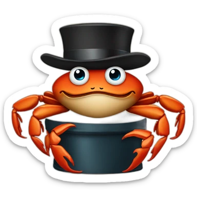 crab with a tophat sticker