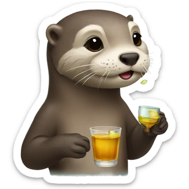 Otter drinking tequila sticker