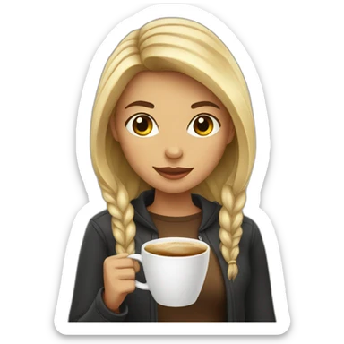Girl with coffee sticker