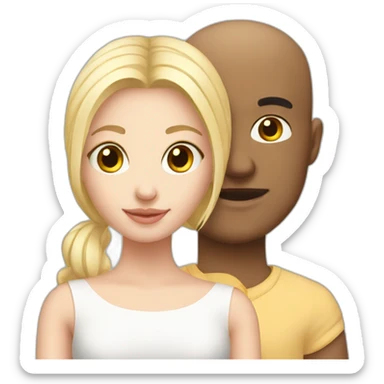 blonde cute girl with her bald boyfriend sticker