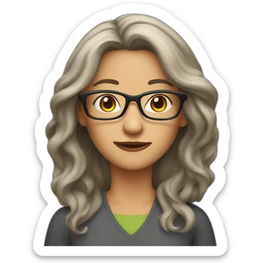 middle age woman long hair and glasses sticker