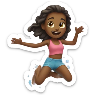 girl jump into water sticker