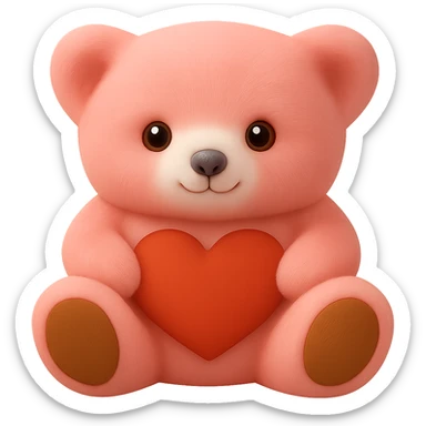 Remove all shadows from the teddy bear, keep the pink and white fur, no background or shadow, flat lighting. The style should maintain the look of a soft plush teddy bear with pink and white fur, without any shadows or background. sticker