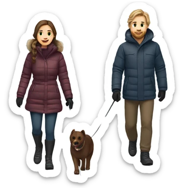 Norwegian couple with brown hair on a winter walk sticker