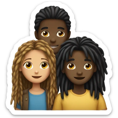 A girl with a black boy hugging and the boy with dreadlocks  sticker