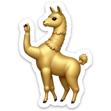 A silhouette of a small golden llama dancing sticker
