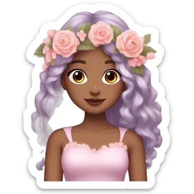 Gorgeous Pastel Lady with blushing face and pretty hair with a flower crown aesthetic trending style sticker