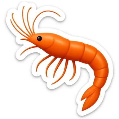 Remove 3 to 4 legs from the orange shrimp, keeping the rest of the shrimp unchanged and natural. Preserve the transparent background. Maintain the original style and natural look of the shrimp. sticker
