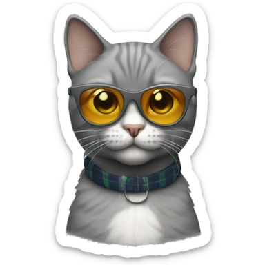 scottish cat colour grey straight ears with sunglasses  sticker