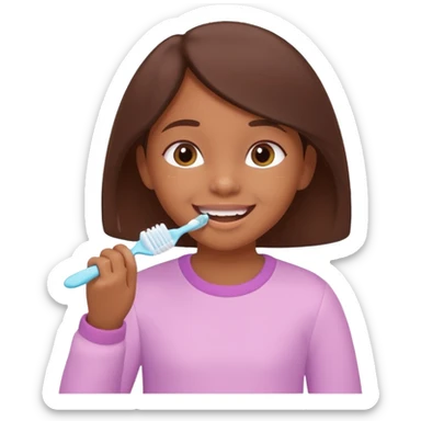 little brown girl brushing her teeth, pastel portrait, bright nourishing morning atmosphere, soft focus, isometric 3d plush sticker