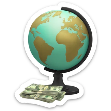 Globe with money and digital screen sticker