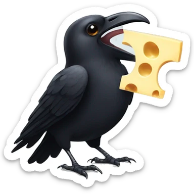 A crow drops a piece of cheese from its mouth sticker