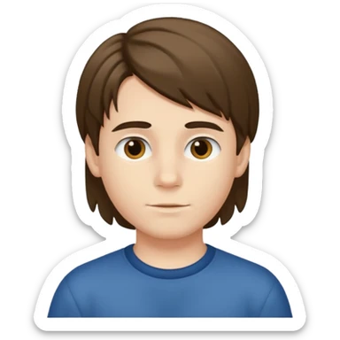 boy with middle part hair sticker