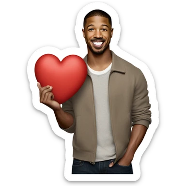 Real Michael b Jordan holding heart sticker