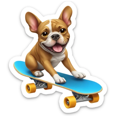 French bull dog riding a skateboard  sticker