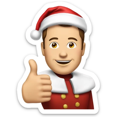 elon musk wearing a santa hat giving a thumbs up sticker