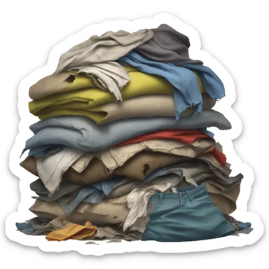 pile of ripped rotten clothes sticker