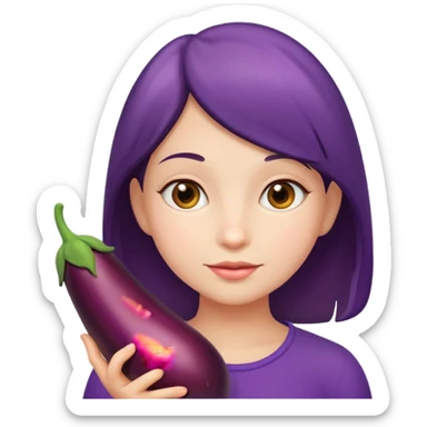 Girl with egg plant sticker