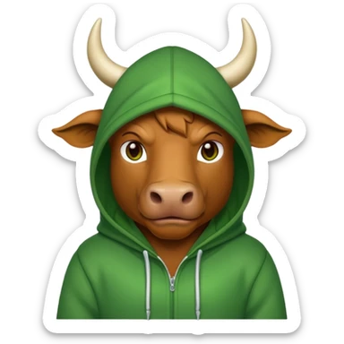 Green bull with hoodie sticker