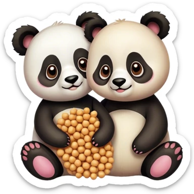 Panda bear and chickpea friends sticker