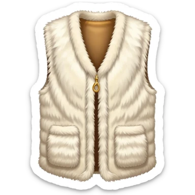 A plain, fluffy fur vest in near-white cream color without pockets sticker