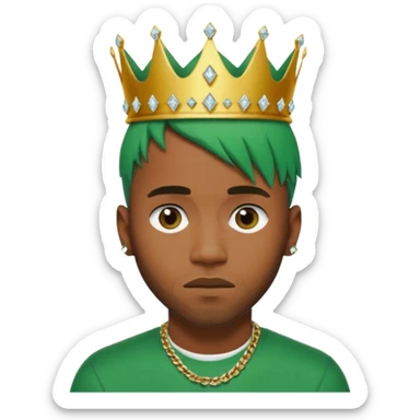 Frank Ocean as an emoji with green hair and diamond crown inspired by Kendrick Lamar sticker