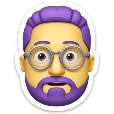 un minions di colore viola con il pizzetto e gli occhiali da vista sticker