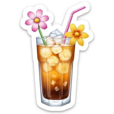 iced aesthetic drink with flower decor sticker