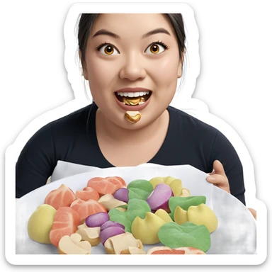 girl enjoying food looking at viewer sticker