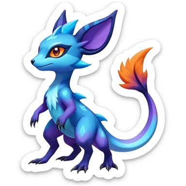Colorful Dark Shiny Exotic Salandit-Aurorus-Glaceon-Fakémon-hybrid-creature (full body)  sticker