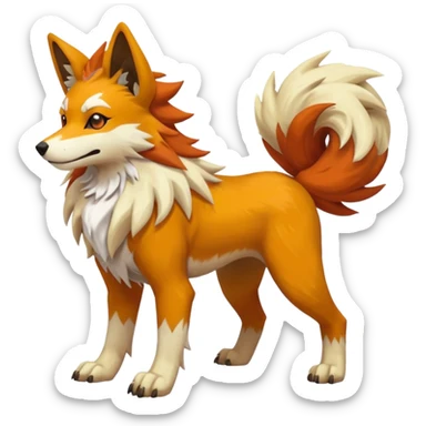 Golden Sun-Glow Sand-Dusted Warm Desert-Shaded Canid Lycanroc-Arcanine-fakemon-hybrid-creature (full body) sticker
