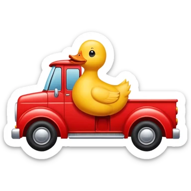 yellow duck driving a red truck sticker