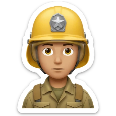 Soldier just face generic yellow with helmet no insignia sticker