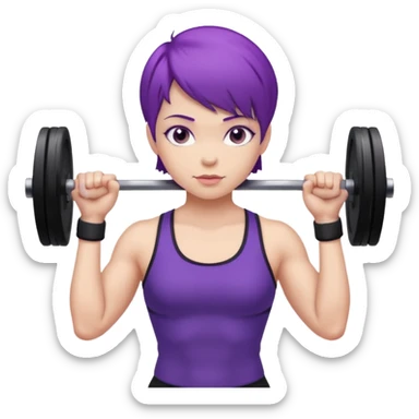 weight lifting female short purple hair sticker