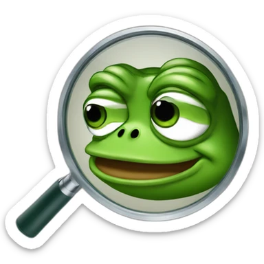 pepe the frog with a magnifier sticker