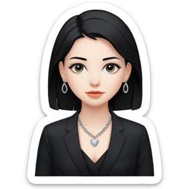 👩🏻‍⚖️ i need an image like this for a political analays with black hair and blck open necked suit sticker